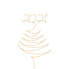 2021 christmas tree line illustration