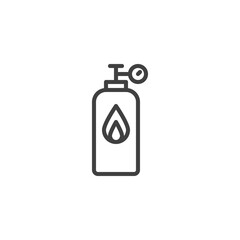 LPG gas bottle line icon. linear style sign for mobile concept and web design. Gas cylinder outline vector icon. Symbol, logo illustration. Vector graphics