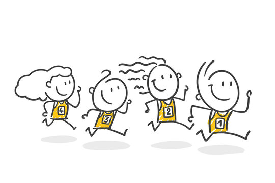 Strichfiguren / Strichmännchen: Marathon, Wettrennen, Sport. (Nr. 579)