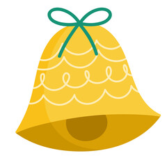 merry christmas golden bell with bow decoration celebration icon design