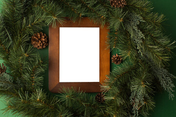 Photo frame, Christmas tree and firs