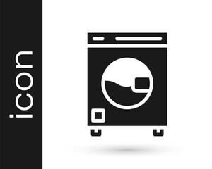 Black Washer icon isolated on white background. Washing machine icon. Clothes washer - laundry machine. Home appliance symbol. Vector.