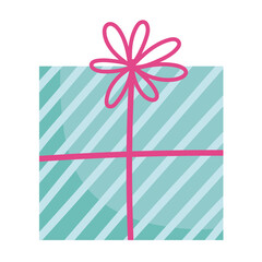 merry christmas, gift box with bow celebration icon isolation