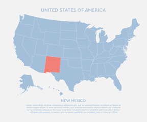 United states America, New Mexico - vector map