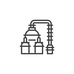 Gas processing line icon. linear style sign for mobile concept and web design. Oil and gas industry outline vector icon. Symbol, logo illustration. Vector graphics