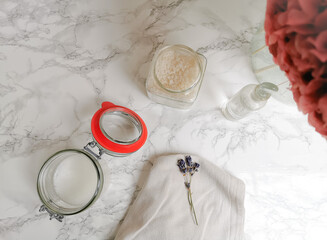 Raw materials for making homemade zero waste, ecological and multipurpose detergent for laundry or...