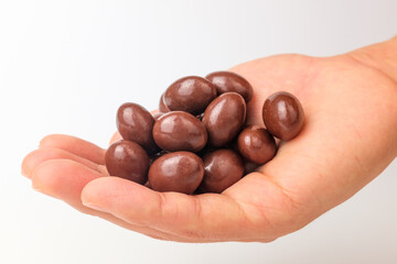 Chocolate balls on a white background