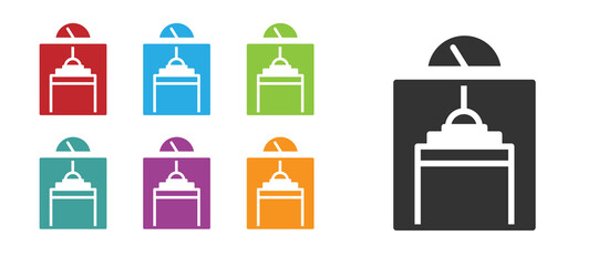 Black Lift icon isolated on white background. Elevator symbol. Set icons colorful. Vector.