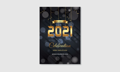 Happy New Year 2021 Party poster Design Template