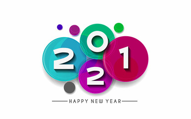 Happy New Year 2021 Text Typography Design Patter, Vector illustration.