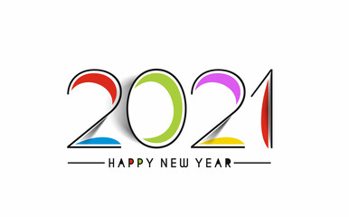 Happy New Year 2021 Text Typography Design Patter, Vector illustration.