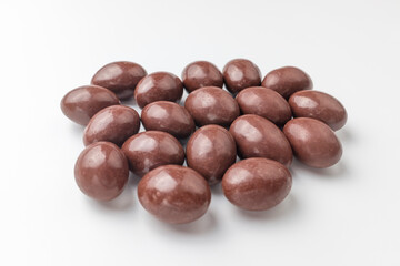 Chocolate balls on a white background