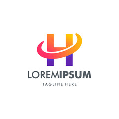 MODERN LETTER H LOGO DESIGN TEMPLATE