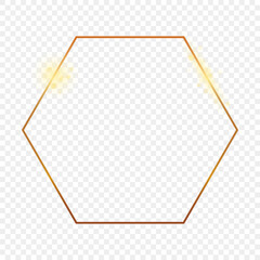 Gold glowing hexagon frame