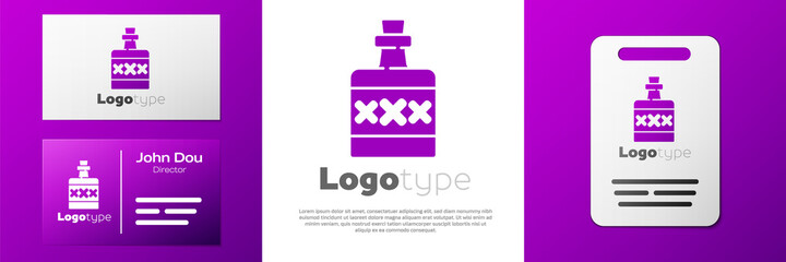 Logotype Alcohol drink Rum bottle icon isolated on white background. Logo design template element. Vector.