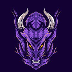 Angry dragon head illustration
