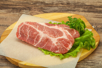 Raw pork meat neck steack