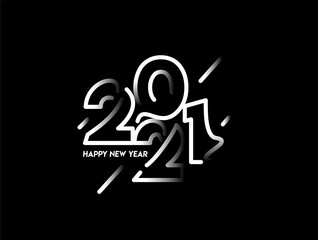 Abstract Happy New Year 2021 Text Typography Design Patter, Vector illustration.