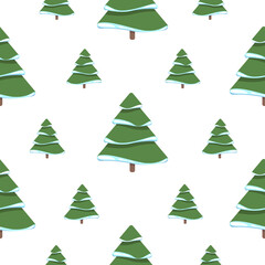 Seamless pattern with Christmas tree and snowflake for winter holidays design. Print for fabric, wrapping paper or wallpaper. New Year celebration.