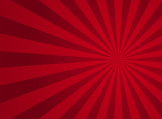 Sunlight rays horizontal background. Bright red color burst background.