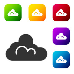 Black Cloud weather icon isolated on white background. Set icons in color square buttons. Vector.