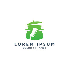 kitchen and knife negative space logo design