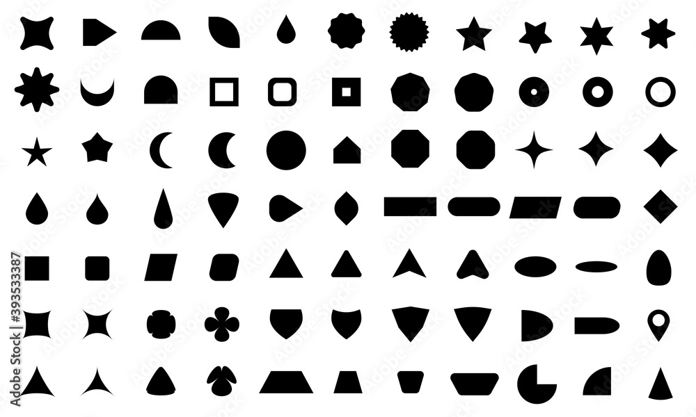 Wall mural vector basic shape collection for your design. polygonal elements with sharp and rounded edges