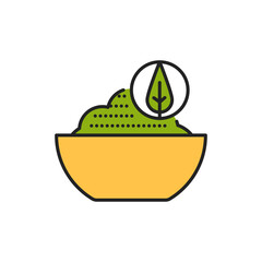 Matcha tea powder color line icon. Pictogram for web page, mobile app, promo.