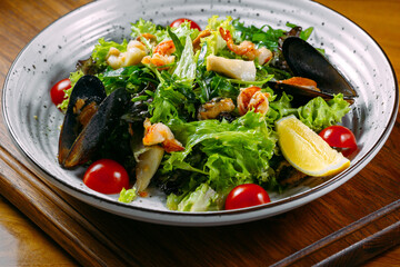 salad with seafood and herbs