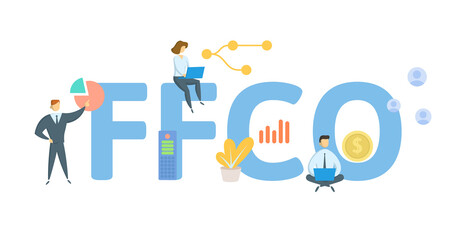 FFCO, Free fire coin club. Concept with keywords, people and icons. Flat vector illustration. Isolated on white background.