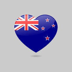 Vector Glossy New Zealand Flag Heart