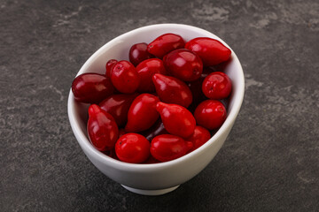 Sweet and ripe cornel berries
