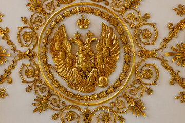 Fototapeta na wymiar Golden double-headed eagle - the coat of arms of Russian Empire and Russian Federation