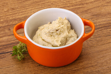 Vegan food - hummus with olive oil