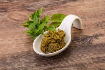 Green sauce pesto with basil