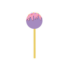 Pink lollipops with sweet crumbs on a white background.