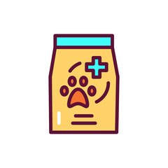 Medical food for pets color line icon. Isolated vector element. Outline pictogram for web page, mobile app, promo.