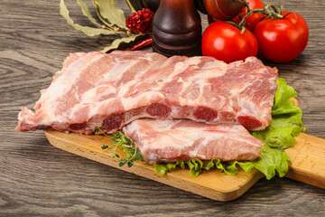 Raw pork ribs for cooking