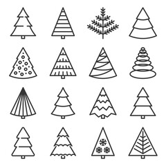 Fototapeta premium Christmas Tree Icons Set on White Background. Vector