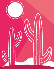 cactus plant woestijn zon scène landschap roze kleur