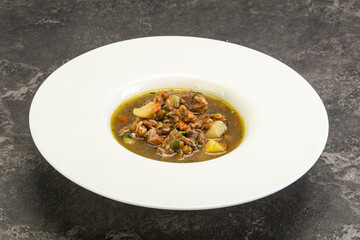 Lentil soup with chicken and vegetables