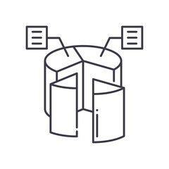 Data analytics symbol icon, linear isolated illustration, thin line vector, web design sign, outline concept symbol with editable stroke on white background.