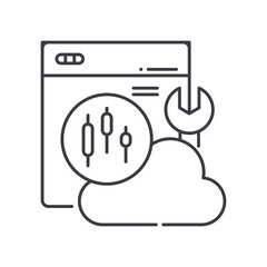 Data adjustment concept icon, linear isolated illustration, thin line vector, web design sign, outline concept symbol with editable stroke on white background.