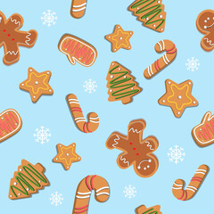 seamless pattern with gingerbread cookies