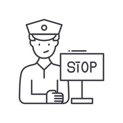 Crossing guards icon, linear isolated illustration, thin line vector, web design sign, outline concept symbol with editable stroke on white background.