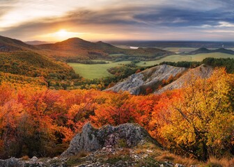 Colorful autumn morning in the Carpathian mountains. Slovakia, Europe.