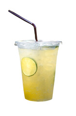 Lemon Honey Soda in a glass White background
