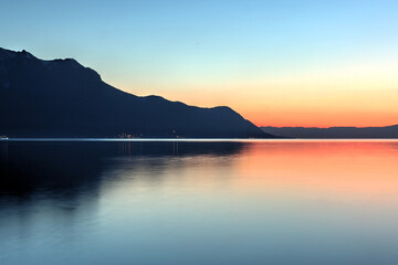 Sunset over Lake Geneva, Switzerland as seen from Montreux