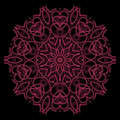 Obraz na płótnie Canvas Fuchsia ten petal mandala on black background