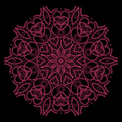 Fuchsia ten petal mandala on black background